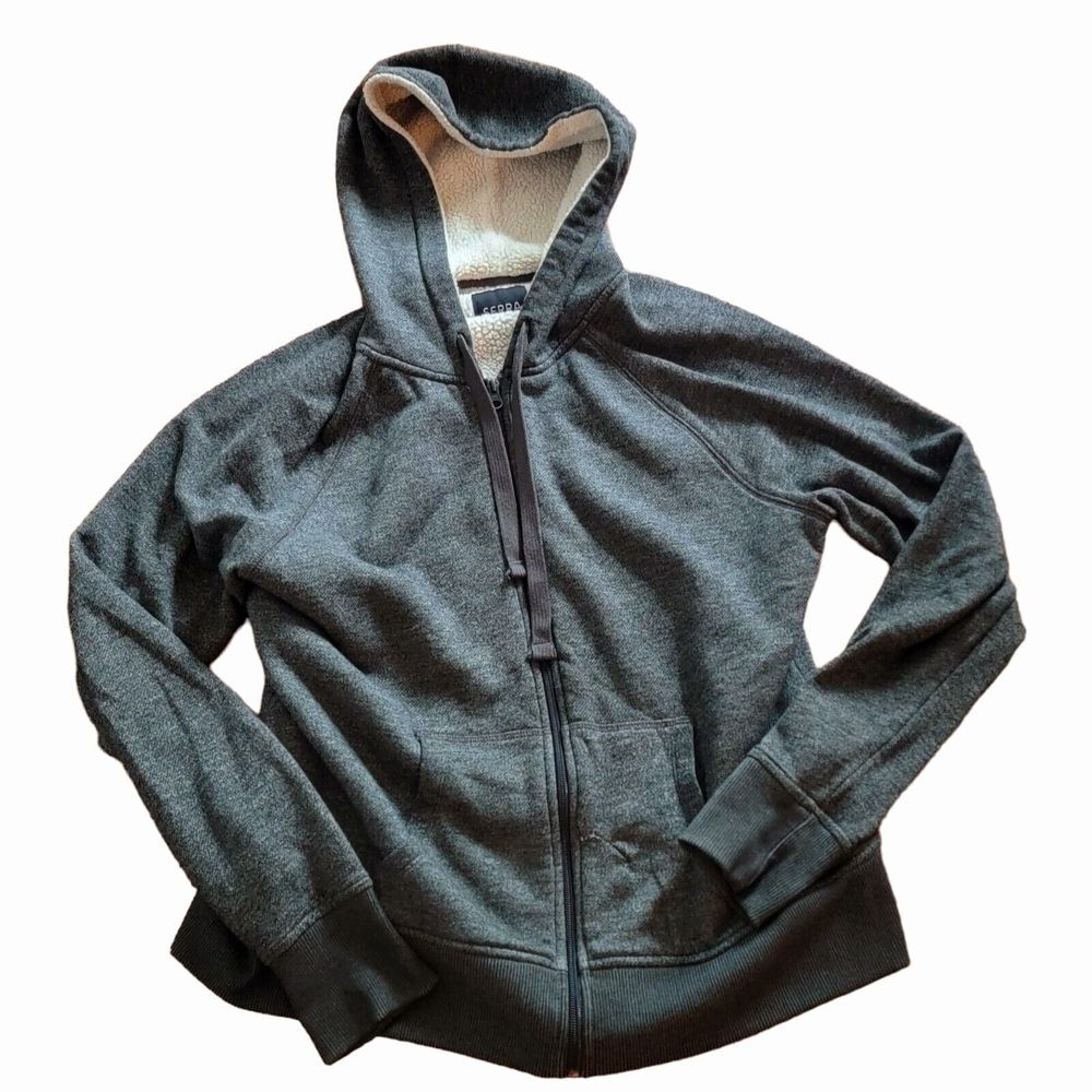 Serra Womens Gray Long‎ Sleeve Kangaroo Pockets Full Zip Hoodie Size Medium